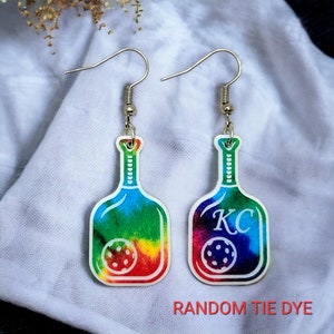 Personalized pickleball earrings by The Messy Woodworker