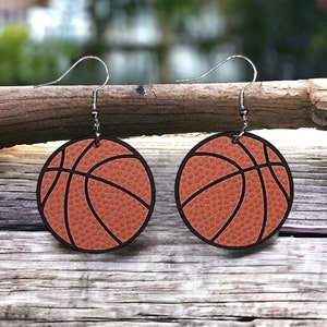 Basketball earrings by The Messy Woodworker