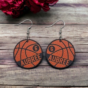 Personalized basketball earrings by The Messy Woodworker