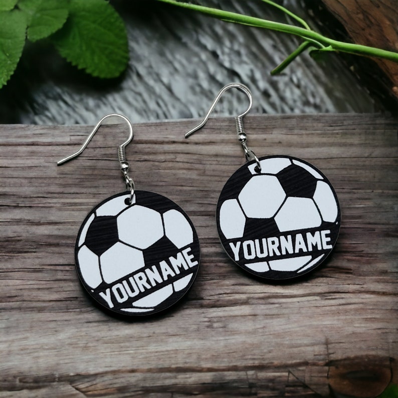 Personalized soccer ball earrings