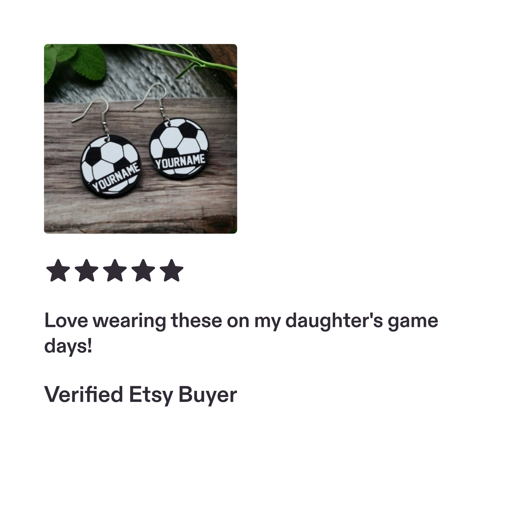 Soccer earrings with YOURNAME personalization.