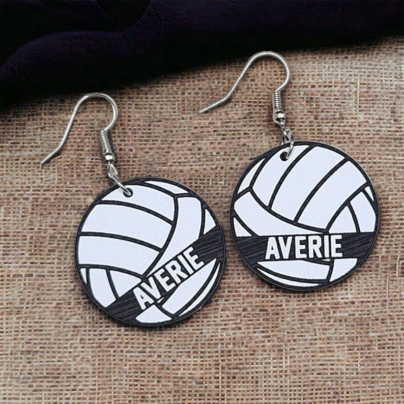 Volleyball earrings personalized with Averie
